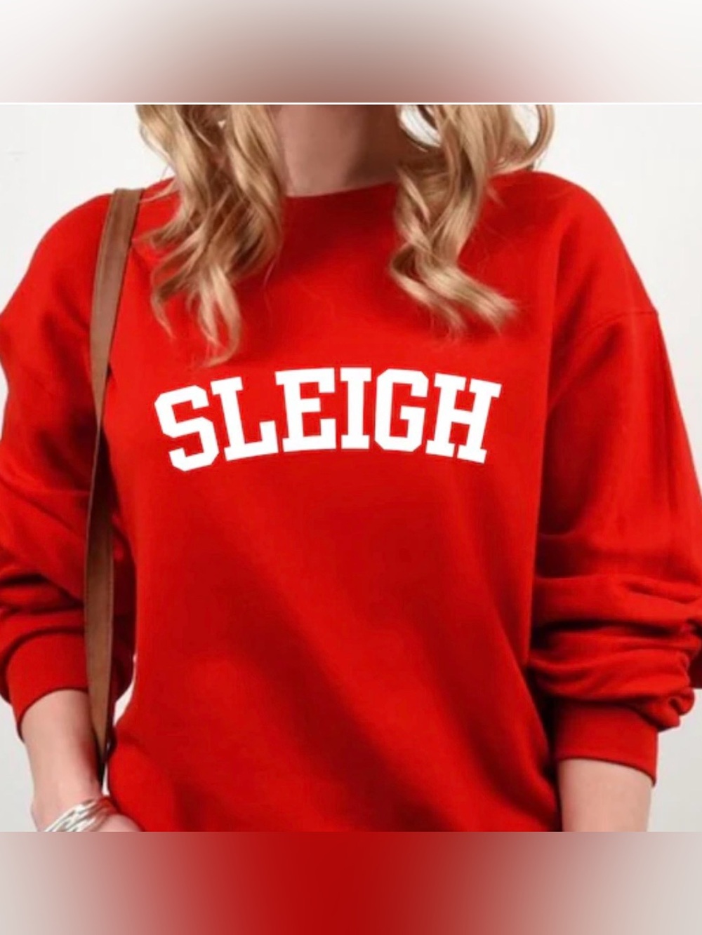 SHEIN Red 'SLEIGH' Graphic Crewneck Sweatshirt